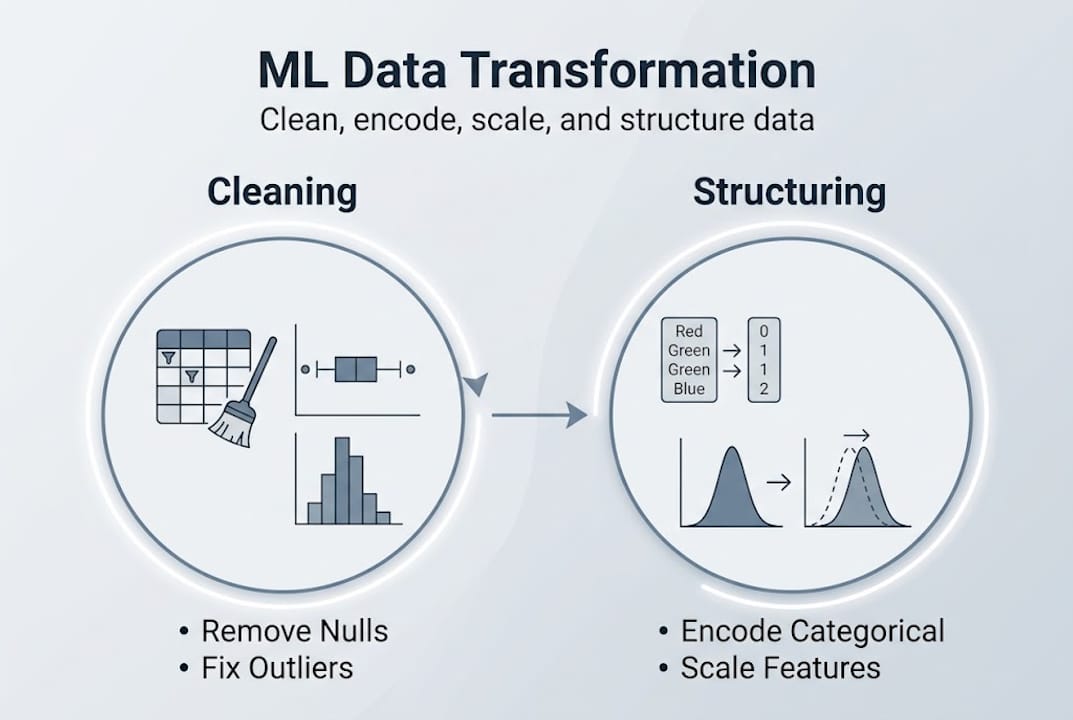 Infographic showing ML data transformation steps
