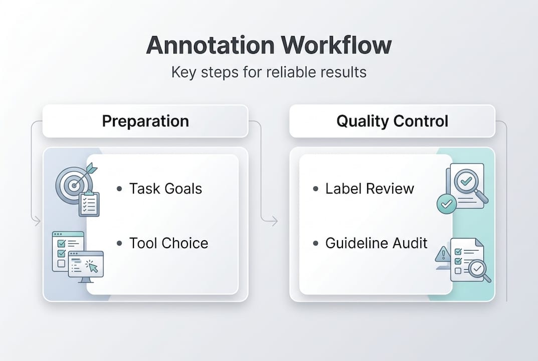 Infographic of dataset annotation workflow steps