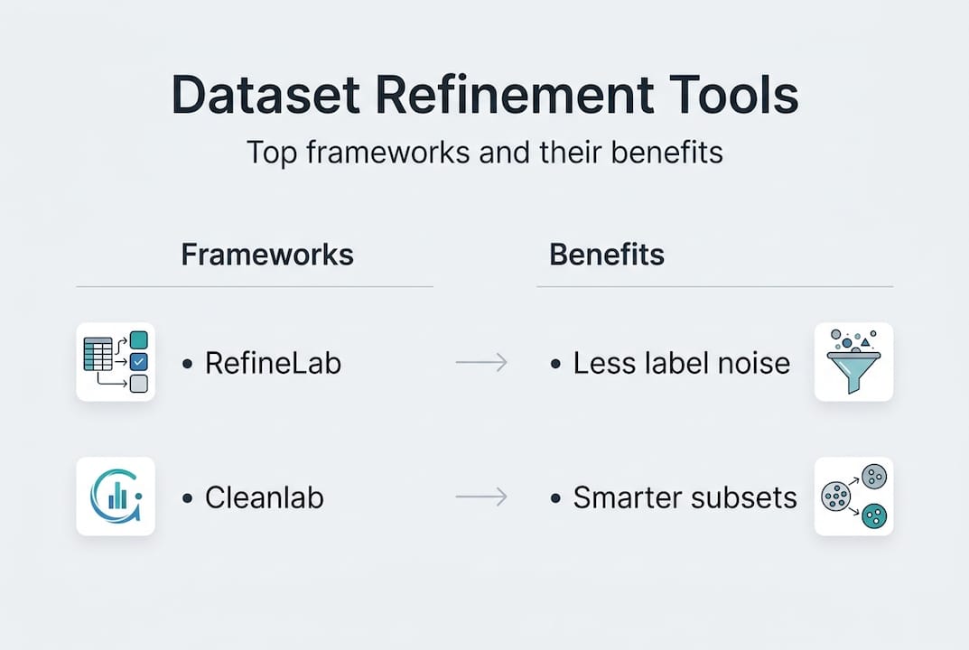 Infographic on dataset refinement frameworks and benefits