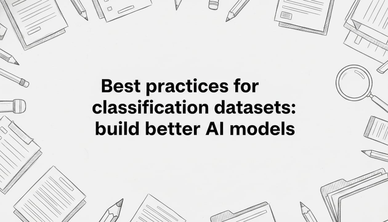 Hand-drawn classification dataset title card illustration