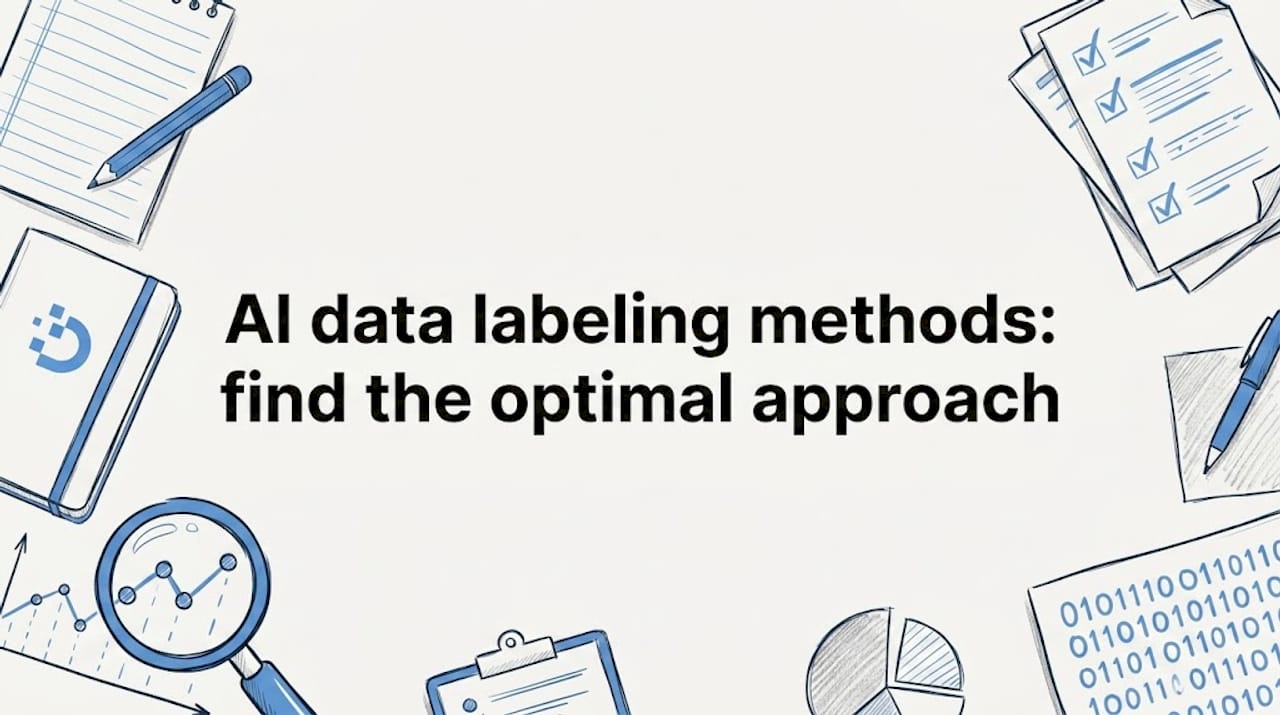 Hand-drawn title card with data tools at corners