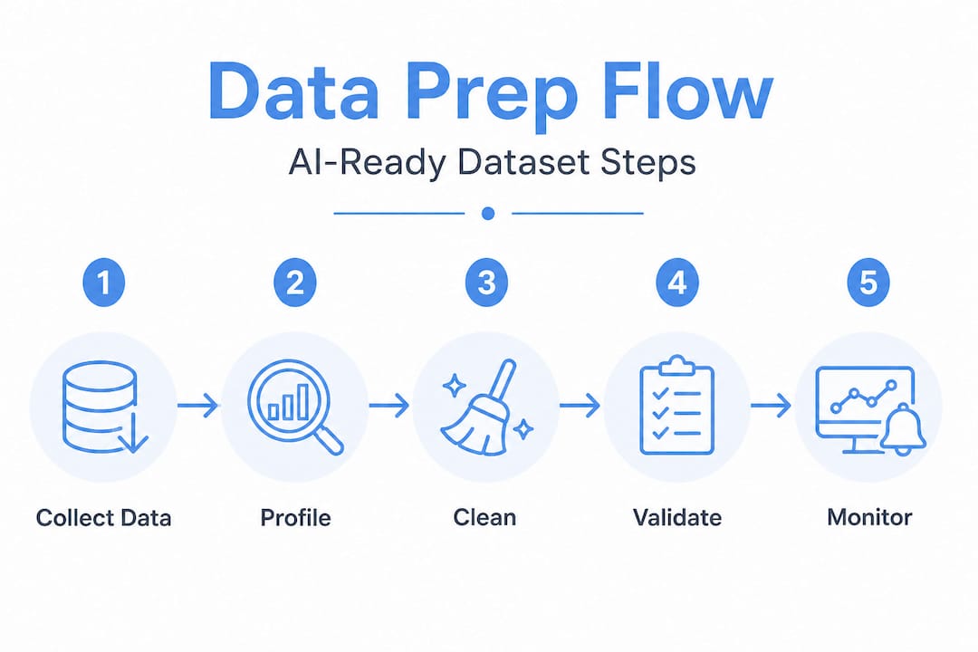 Infographic showing AI-ready dataset workflow steps
