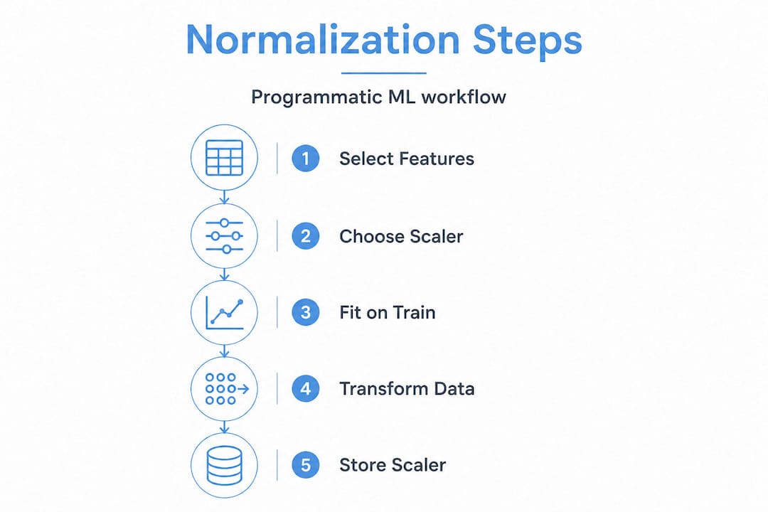 Infographic showing programmatic normalization workflow steps