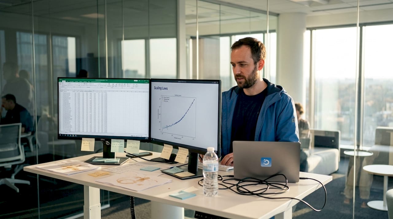 Engineer analyzing data in business workspace