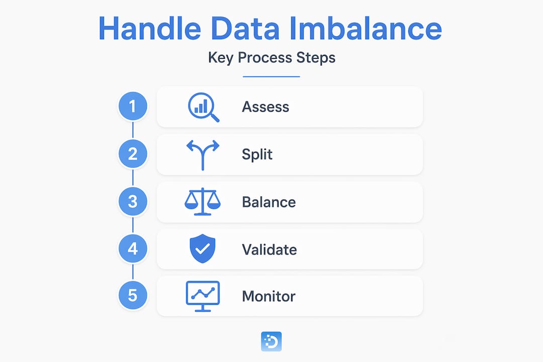 Infographic showing steps to handle data imbalance