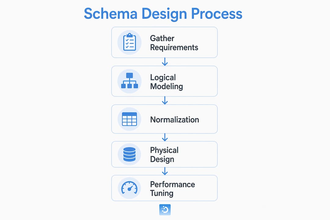 Infographic showing steps in schema design process