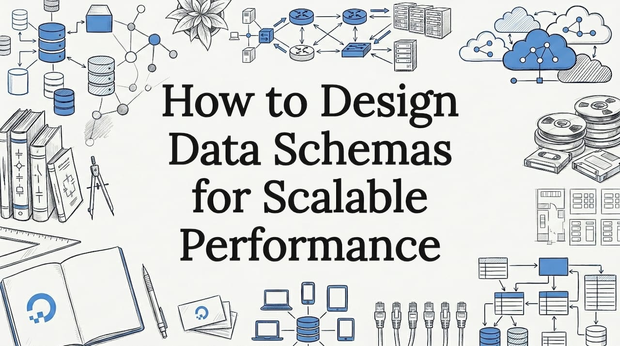 Decorative title card illustration for data schema design article