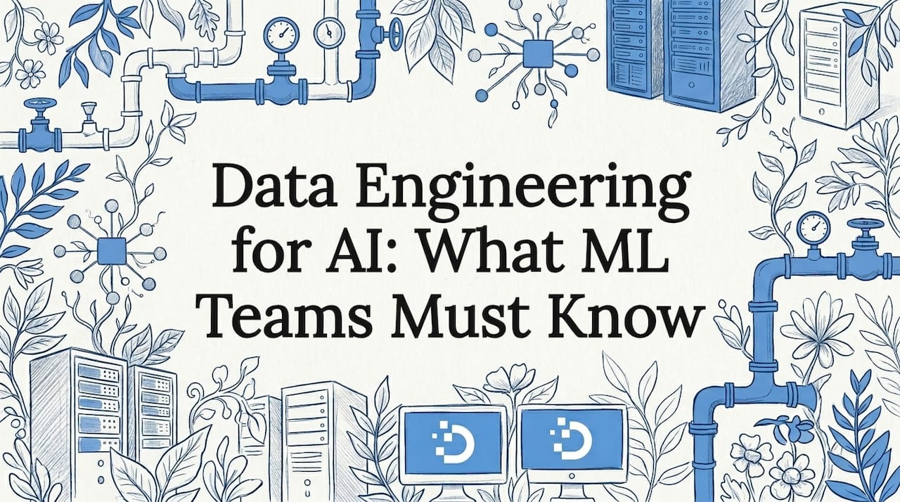 Decorative title card illustration for AI data engineering article