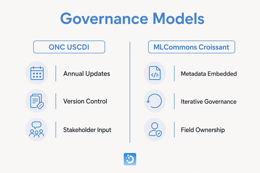Infographic comparing governance models supporting field standardization
