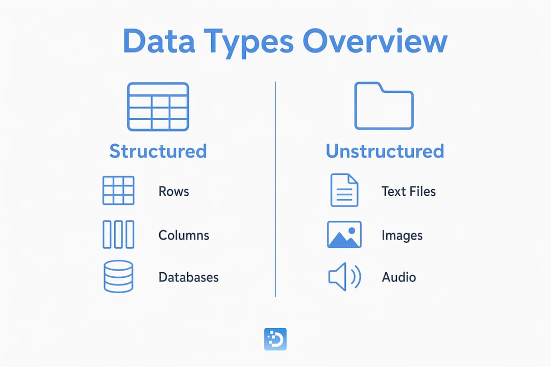 Infographic comparing structured and unstructured data types
