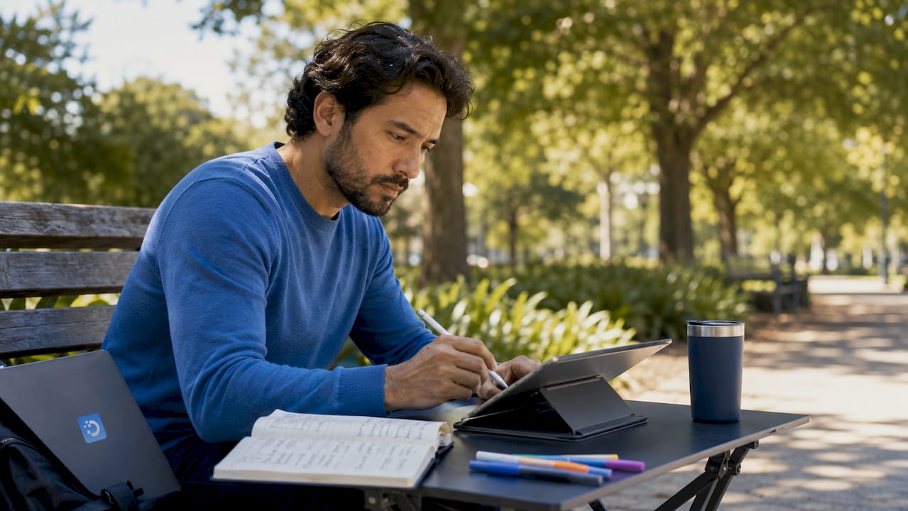 Engineer annotating AI training data at desk