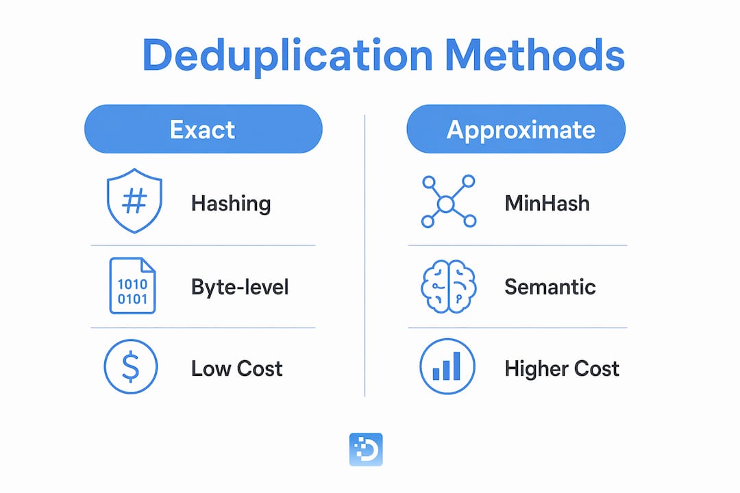 Infographic showing comparison of deduplication methods