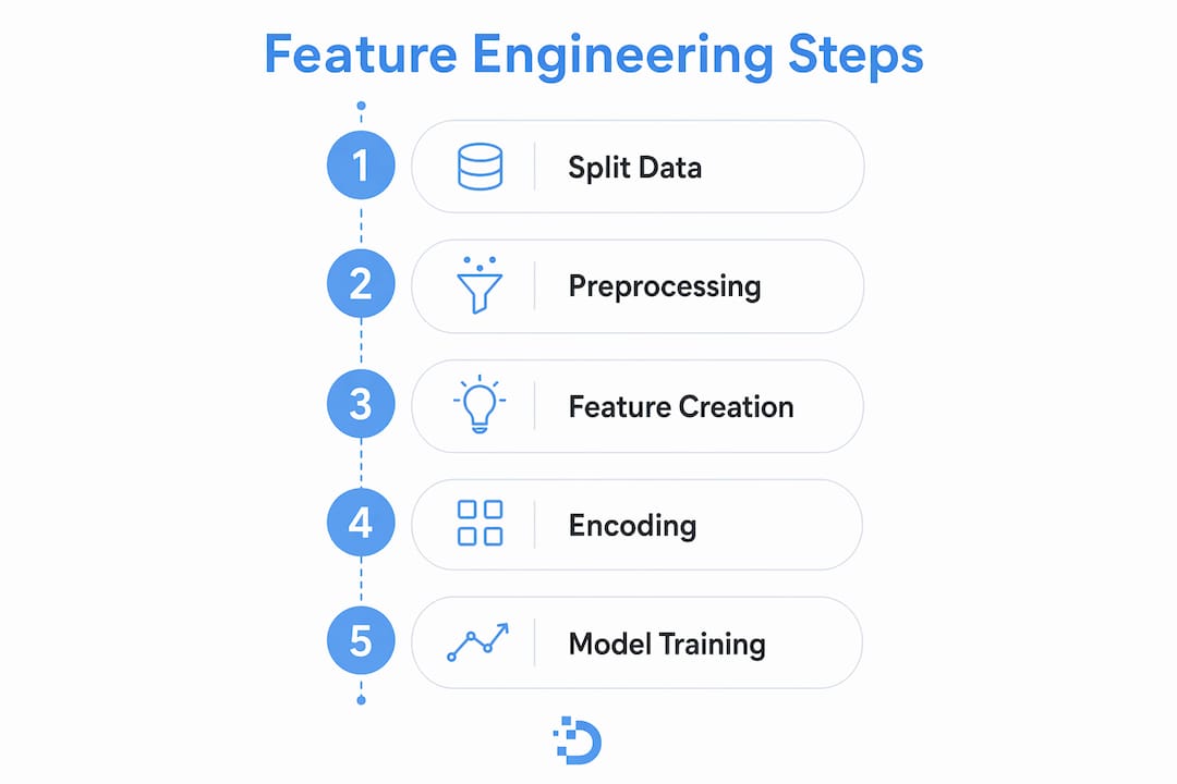 Infographic illustrating feature engineering steps