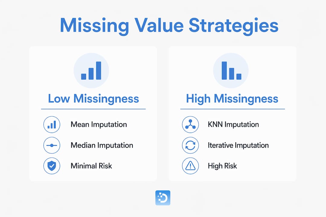 Infographic comparing missing data handling methods