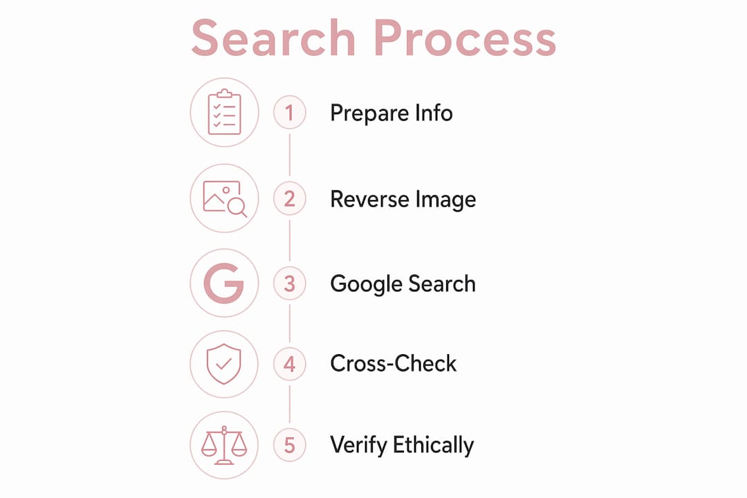 Infographic outlining steps to check dating profiles