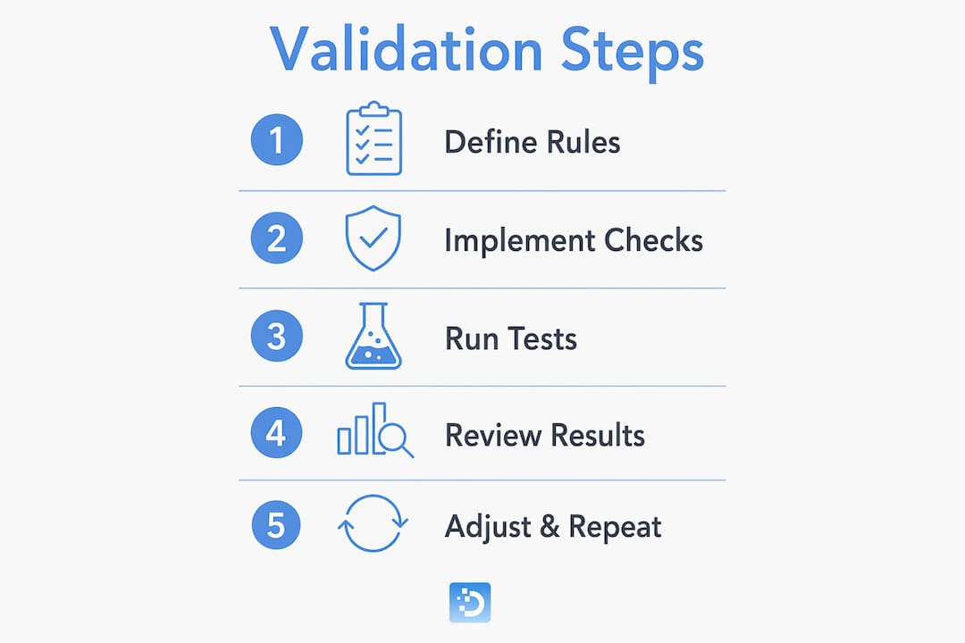 Infographic illustrating automated dataset validation steps