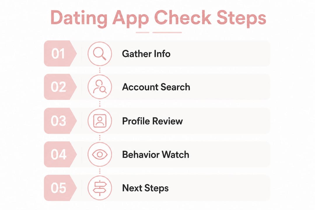 Infographic showing step-by-step guide to finding partner on dating apps