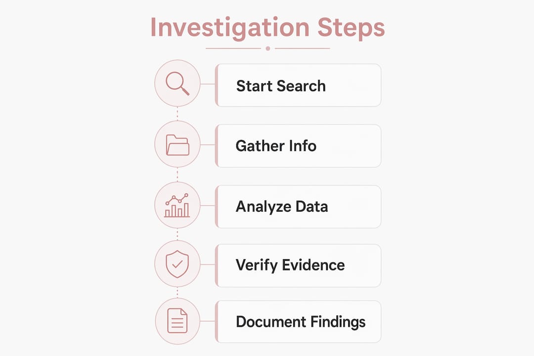 Infographic illustrating step-by-step online cheating investigation process