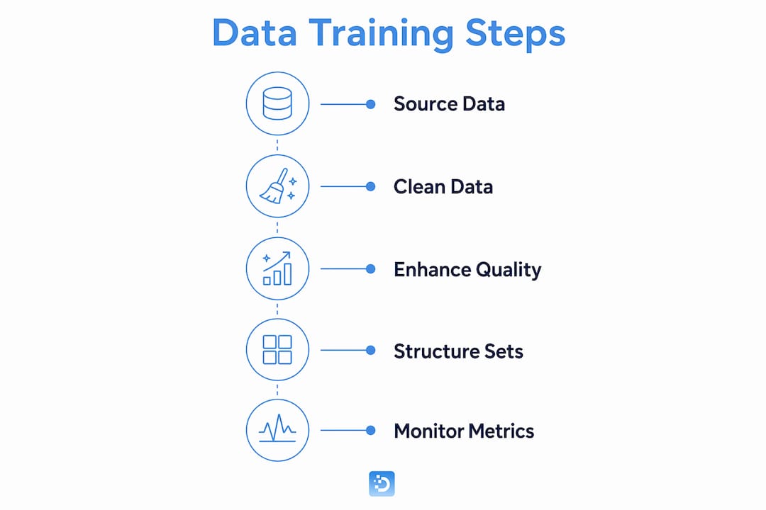 Infographic showing five key steps for training data best practices