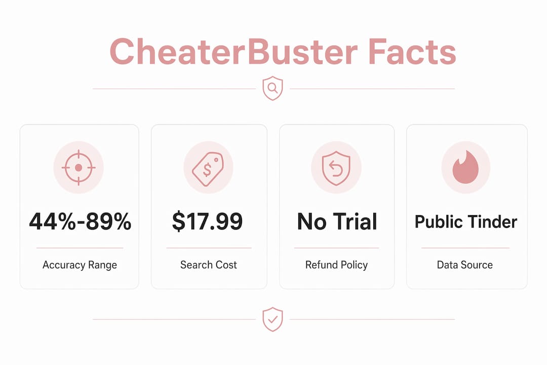 Infographic showing CheaterBuster key facts with stats