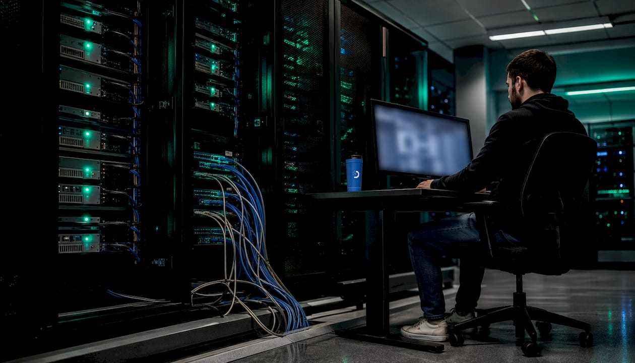 Isometric view of data pipeline server infrastructure