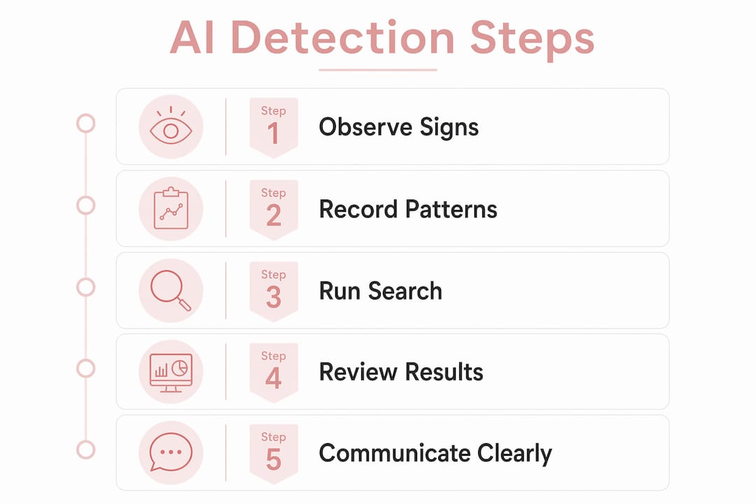Infographic of AI cheating detection steps