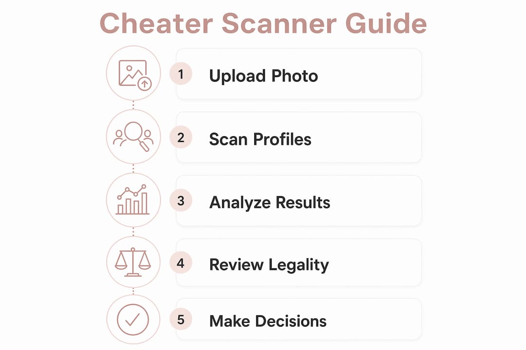 Infographic outlining cheater scanner process steps