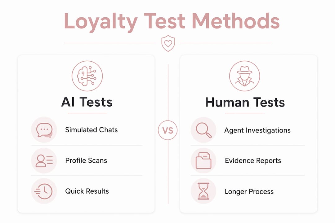 Infographic comparing AI and human loyalty tests