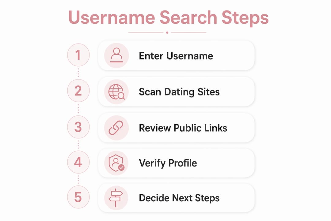 Infographic illustrating username search steps