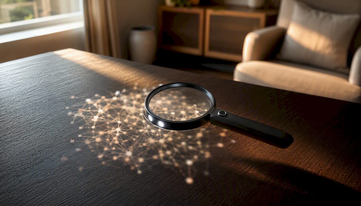Digital magnifying glass over circuit pattern