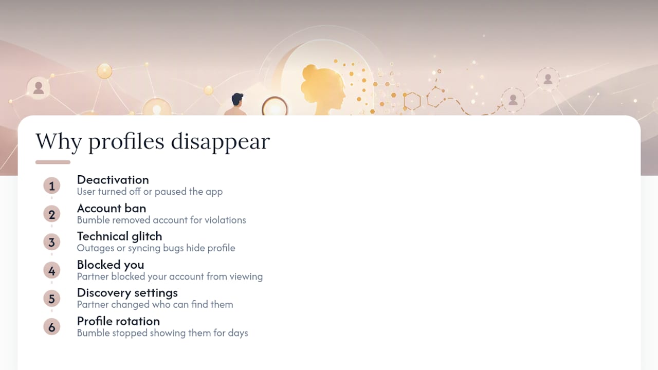 Six possible reasons a Bumble profile disappears