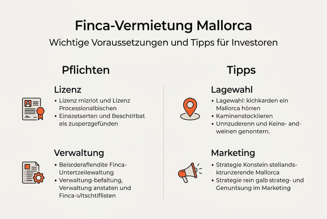 Infografik: Wichtige Hinweise und Pflichten für die Vermietung Ihrer Finca auf Mallorca