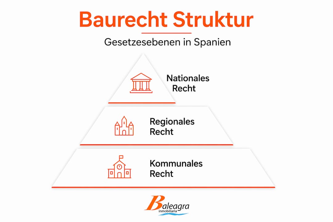 Pyramiden-Darstellung der verschiedenen Gesetzesebenen im spanischen Baurecht