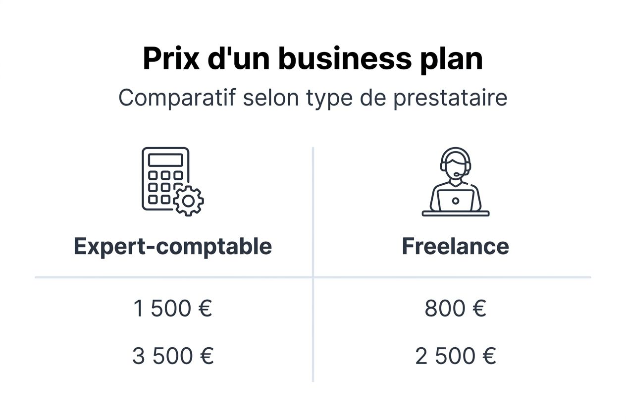1772811092000 Infographie tarifs business plan par prestataire Comparatif des tarifs de réalisation de business plan selon les prestataires