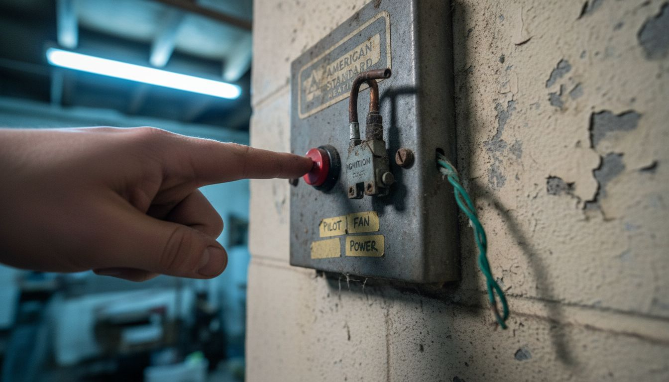 Closeup pilot light ignition attempted repair