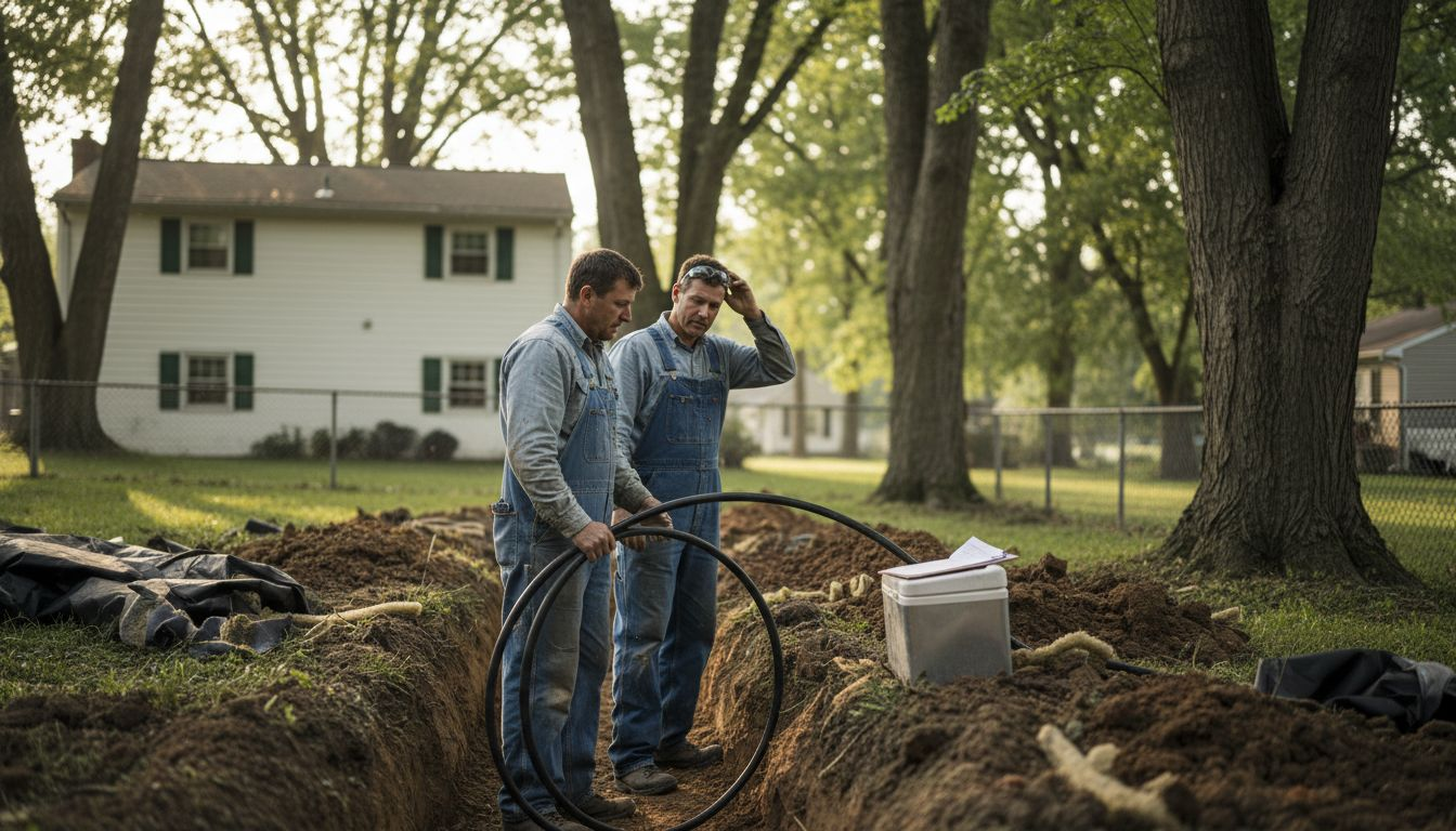 Installers preparing geothermal HVAC piping