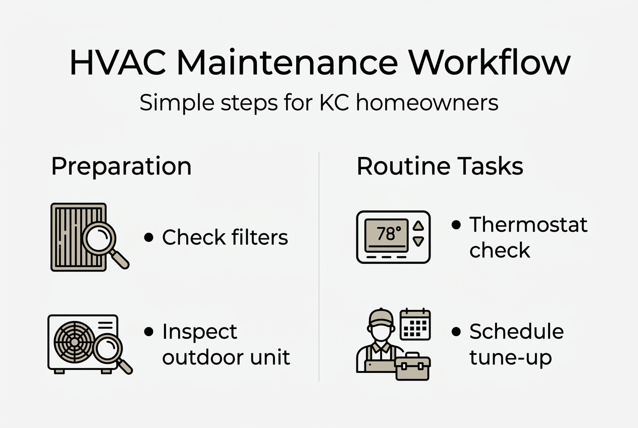 Infographic showing HVAC workflow steps and tasks