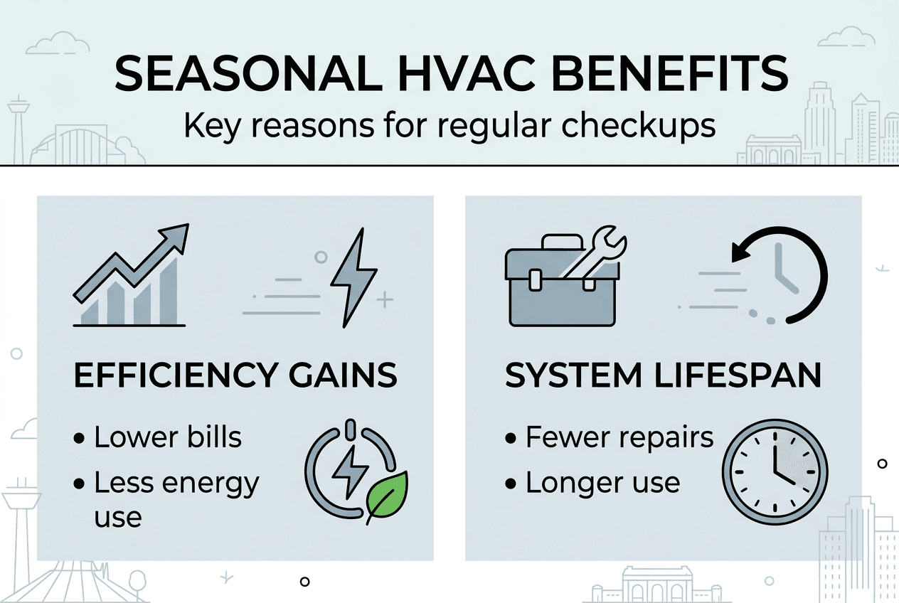 Infographic of HVAC checkup benefits and lifespan