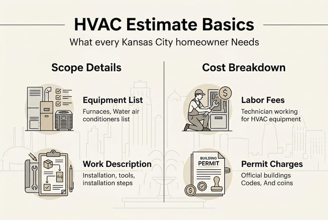 Infographic outlining core HVAC estimate requirements