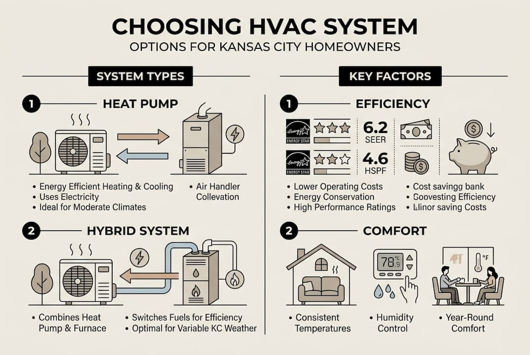 Infographic comparing home HVAC system types