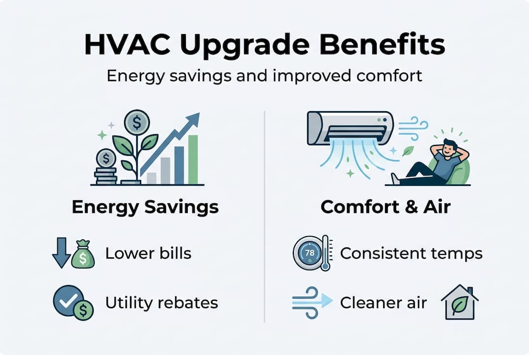 Infographic highlighting HVAC upgrade perks