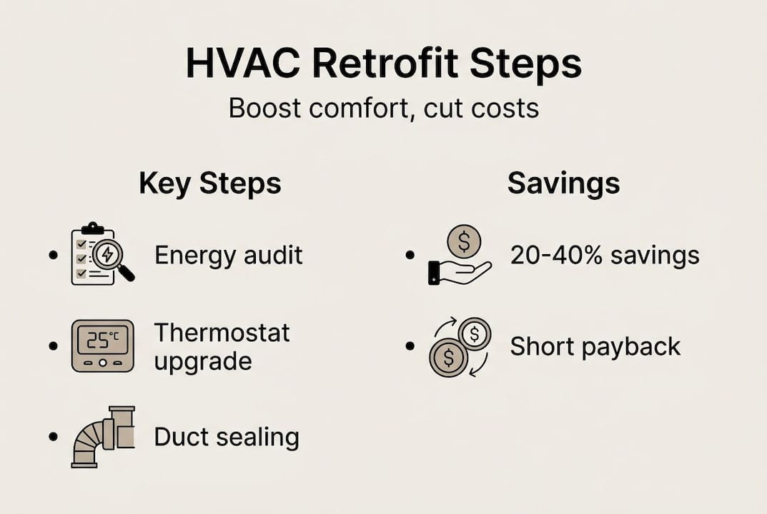 Infographic showing retrofit steps and savings