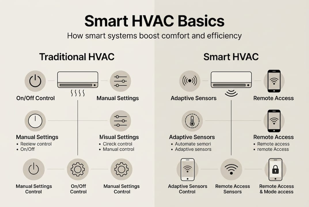 Infographic comparing smart and traditional HVAC features