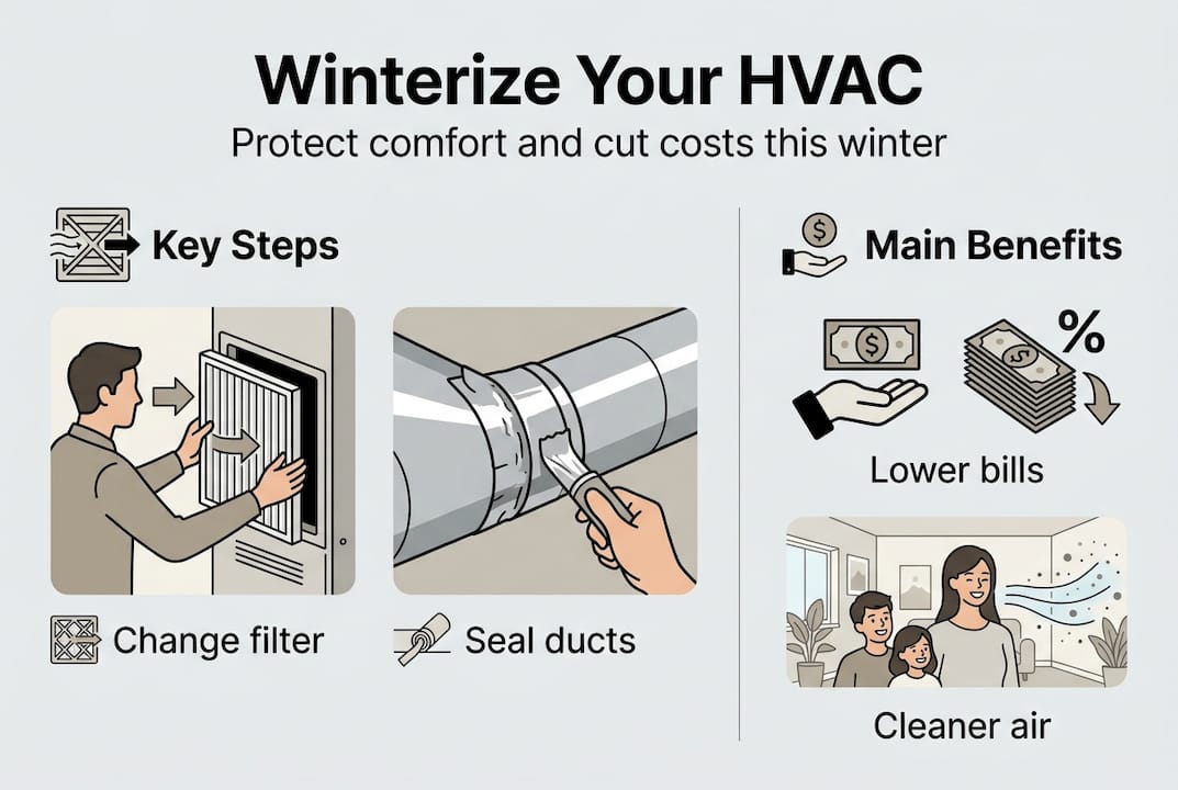 Infographic of HVAC winter steps and benefits