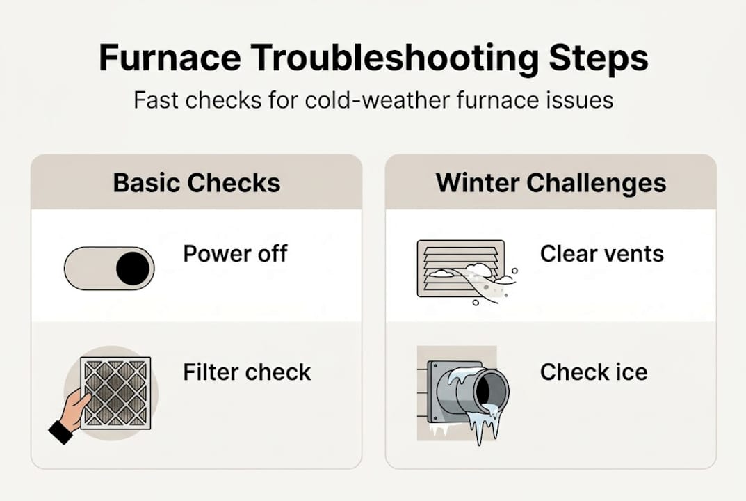 Infographic showing furnace troubleshooting workflow steps