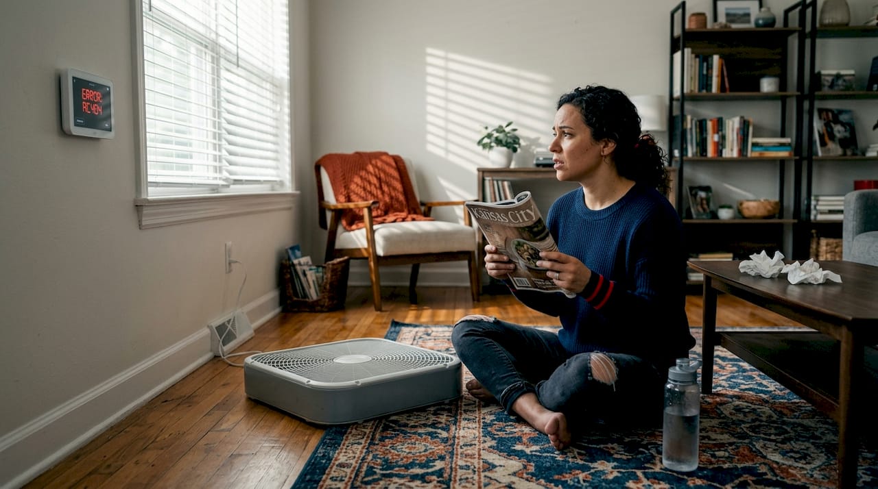Homeowner waits for AC repair in summer heat