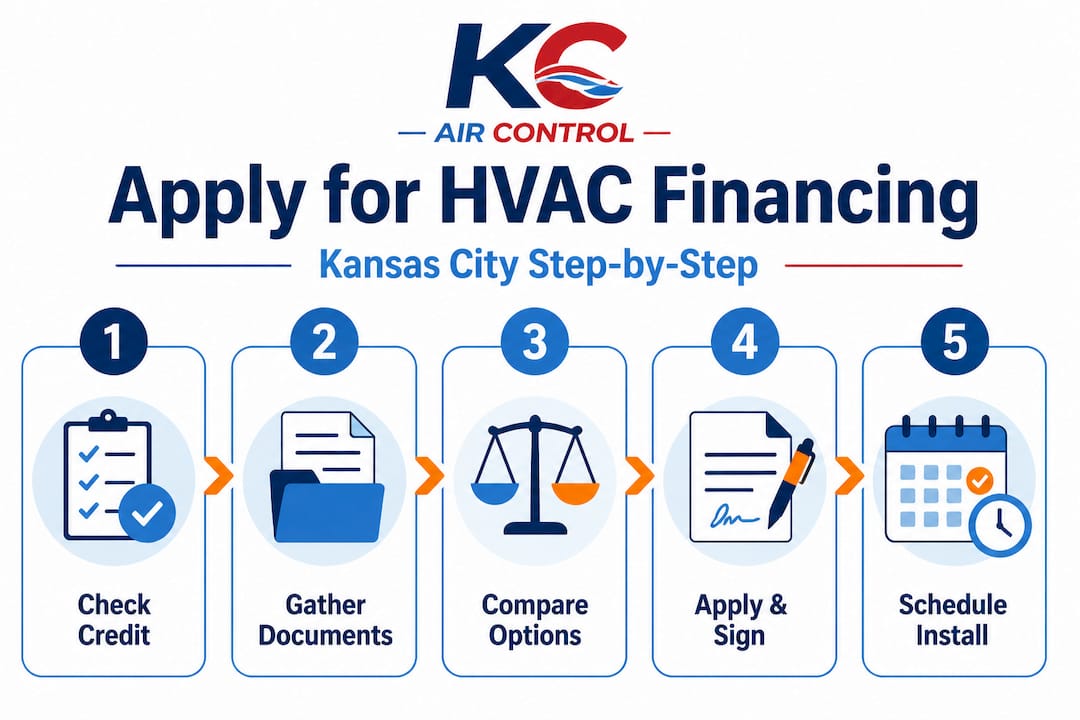 Infographic showing HVAC financing steps in Kansas City