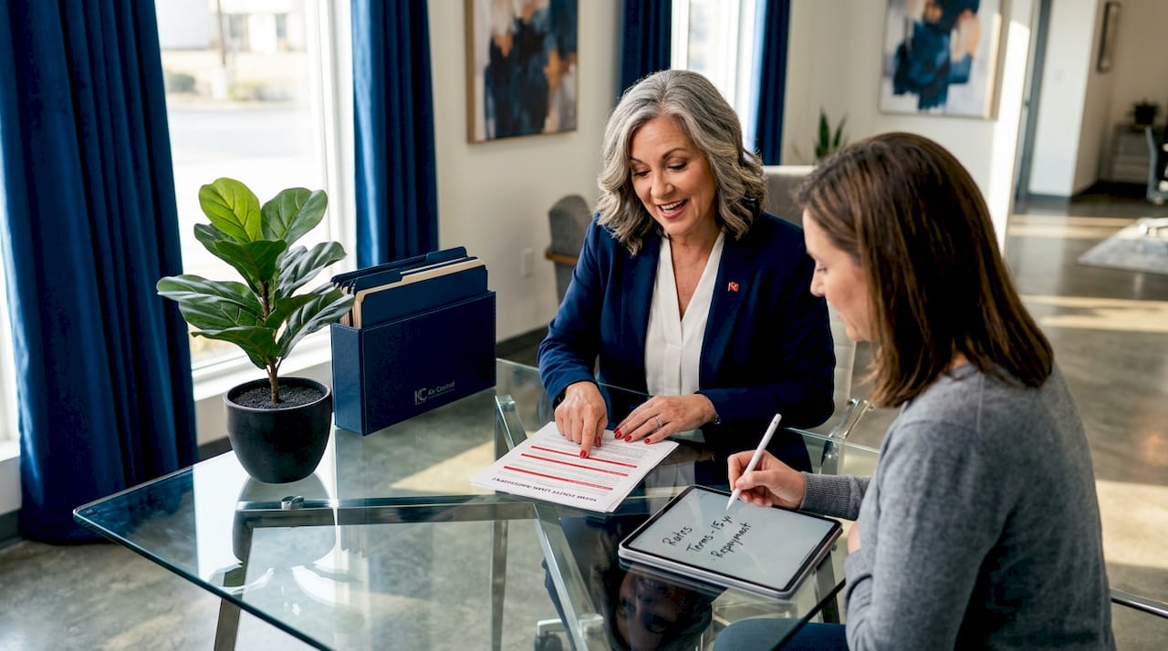 Loan specialist discusses HVAC financing with client