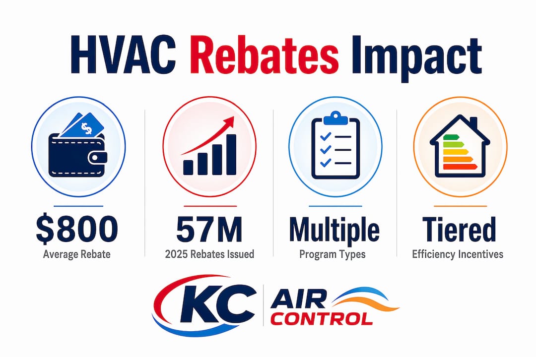 Infographic showing key HVAC rebate statistics and benefits