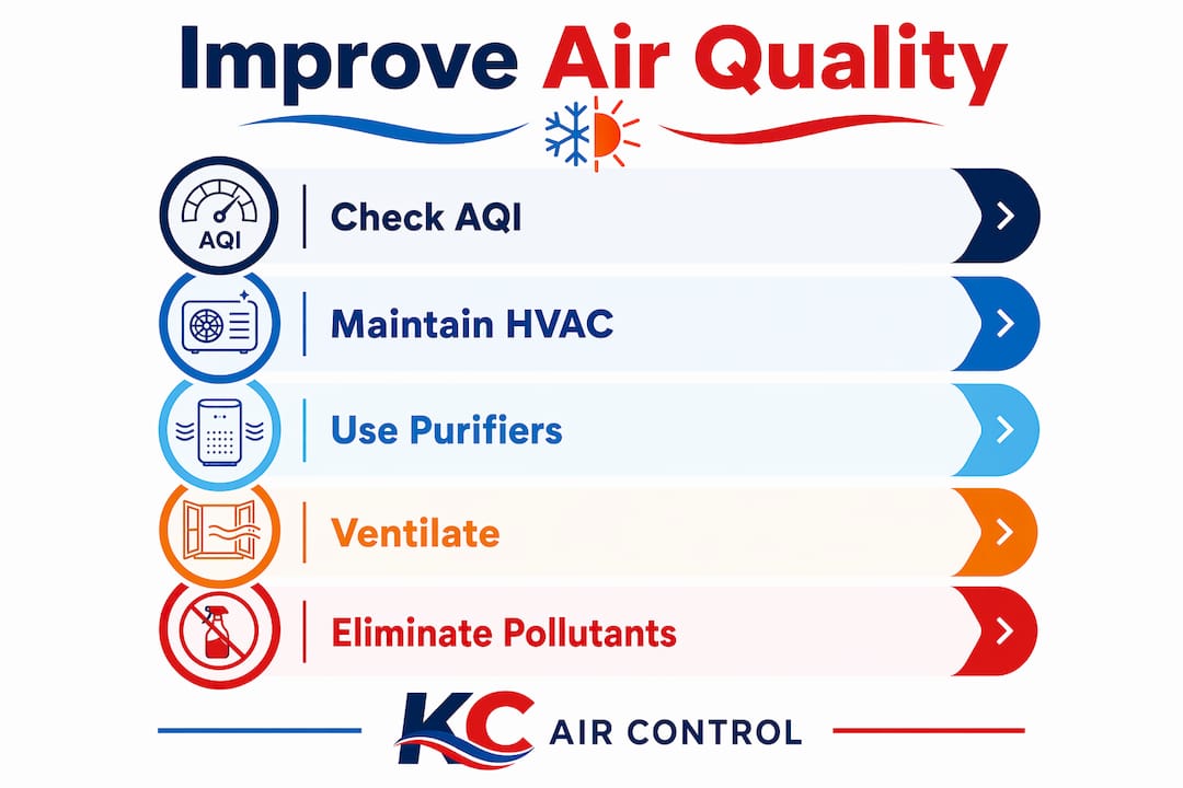 Infographic outlining practical steps to improve air quality